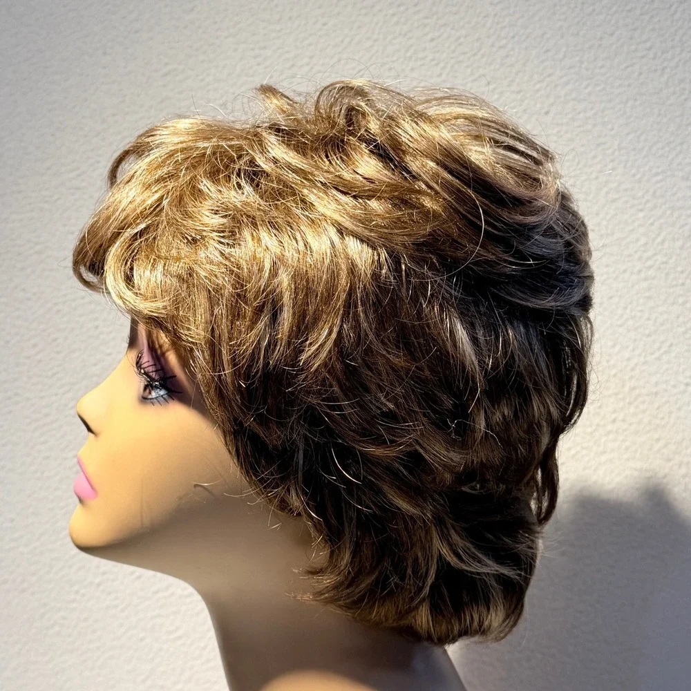 Jon Renau Wig Womens Brown Blonde Short Layered Pixie Shag Synthetic Fiber